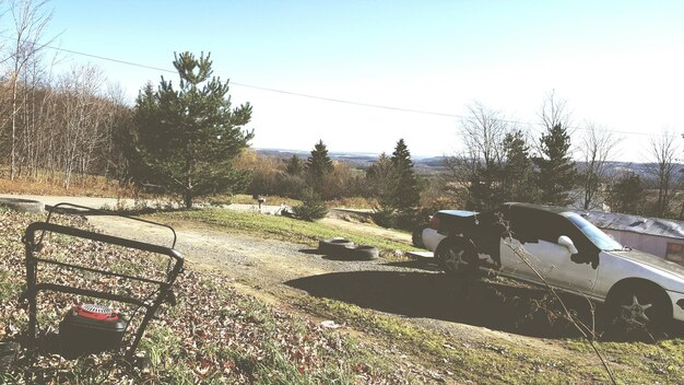 Photo car on dirt road