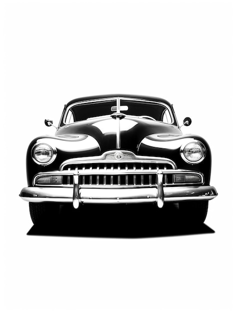 Car drawing in black and white