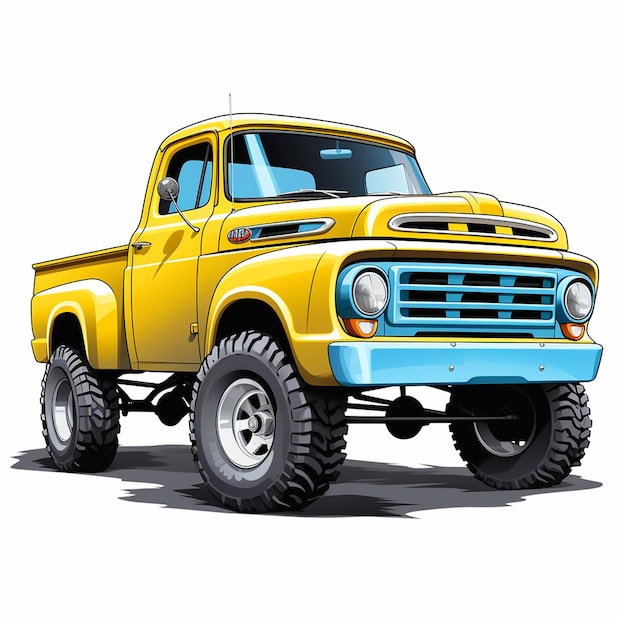 Car drawing with shapes car tire drawing flatbed tow truck drawing car in the road drawing