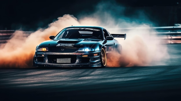 Premium AI Image  Drift racing japan tuning cars smoke speed drone photo  tokio wallpaper photo