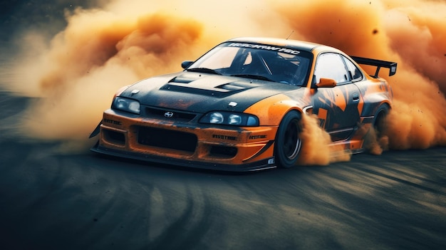 3D Rendering , Sport Car Racing On Race Track With Fire Burning , Car Wheel  Drifting , Generative Ai Stock Photo, Picture and Royalty Free Image. Image  202323240.