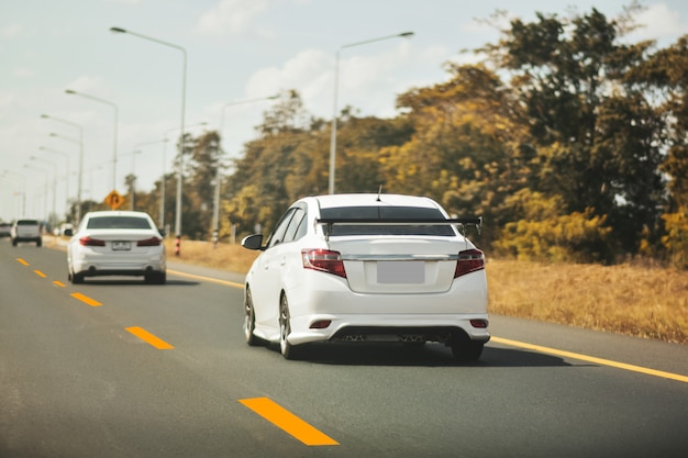 Car driving on high way road