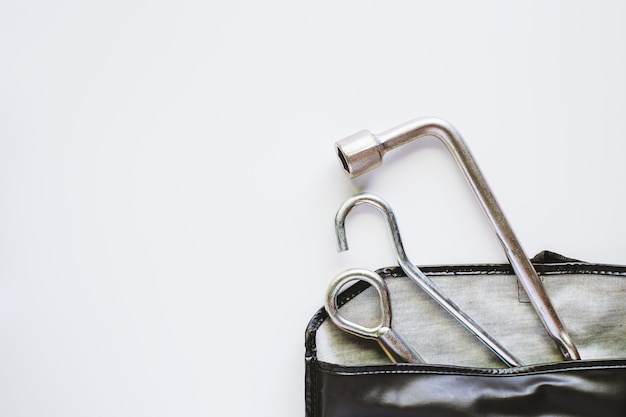 Car emergency kit on white background