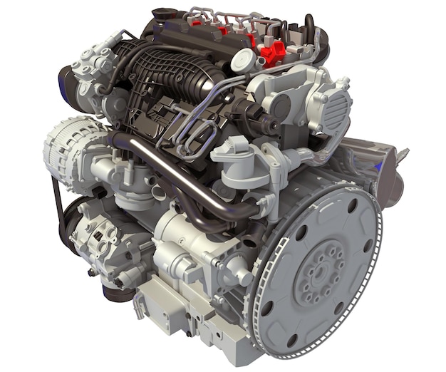 car engine 3d rendering on white background