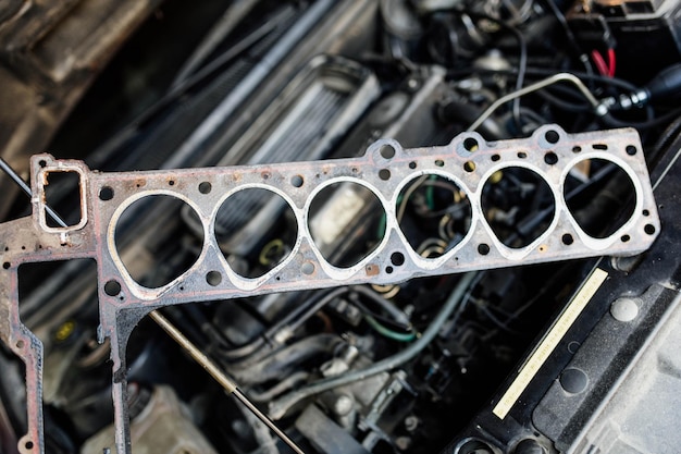 Photo car engine cylinder block gasket replacement