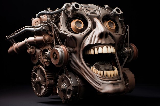 Photo a car engine parts assembled into a comical facial expression