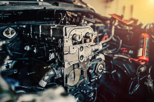 car engine repair in garage service maintenance