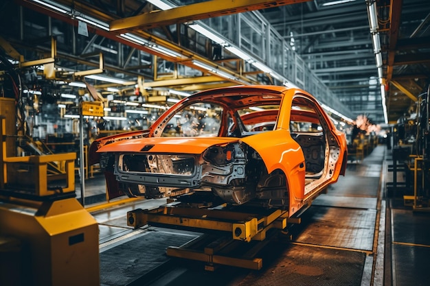 Car factory where vehicles are manufactured and assembled