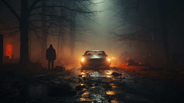 car in the fog