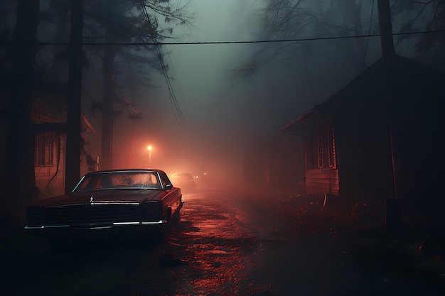 машина в тумане