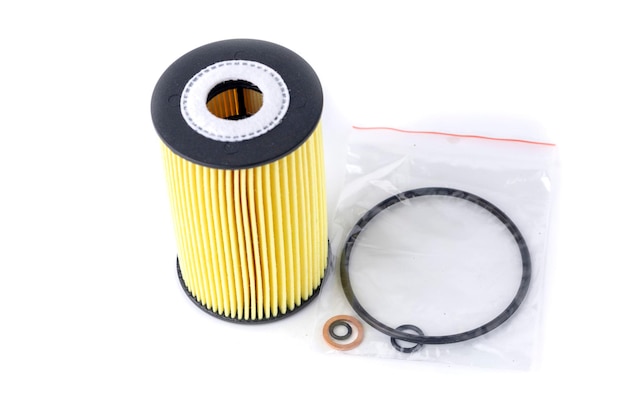 Car fuel filter on white