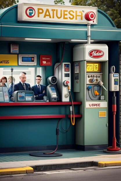 Foto distributore automatico di pile di ricarica della macchina per il rifornimento automatico della macchina per il rifornimento di carburante della stazione di servizio per auto