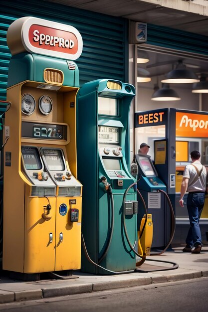 Foto distributore automatico di pile di ricarica della macchina per il rifornimento automatico della macchina per il rifornimento di carburante della stazione di servizio per auto