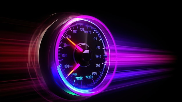 Foto velocità dell'auto rpm con effetto neon