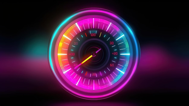 Photo car gauge speed rpm with neon effect