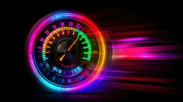 Photo car gauge speed rpm with neon effect