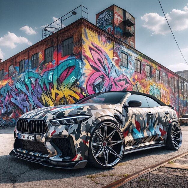 car in a graffiti background