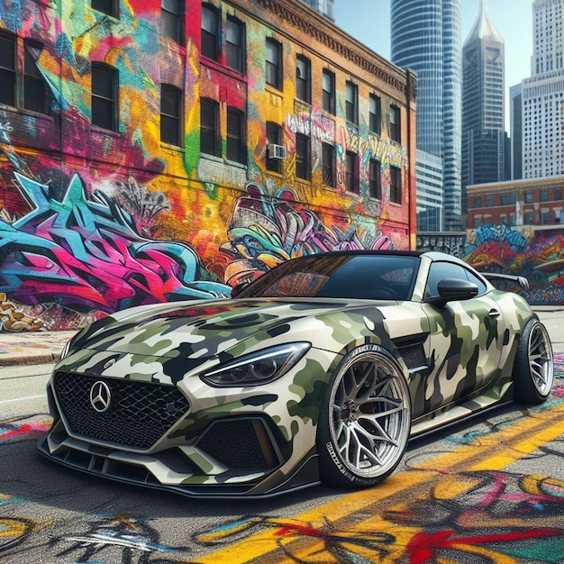 car in a graffiti background