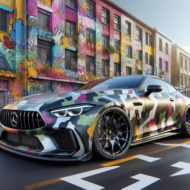 car in a graffiti background