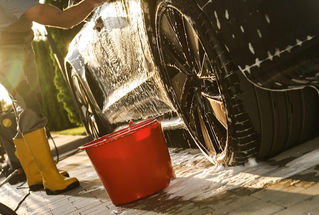 Car Hand Washing Closeup