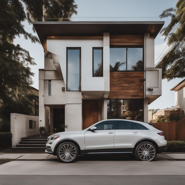 The car has been parked in the house on the front side wallpaper