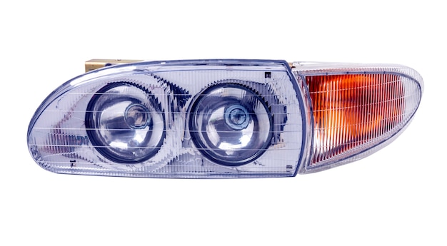 Car headlights on a white background