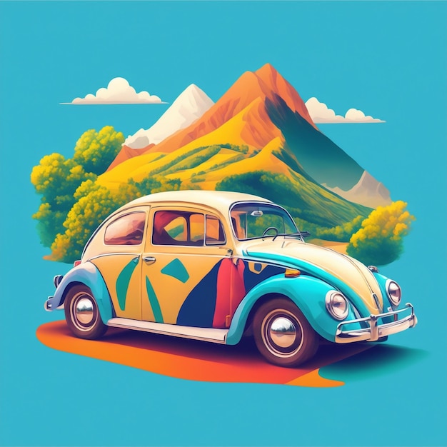 CAR AND HILL ILLUSTRATION