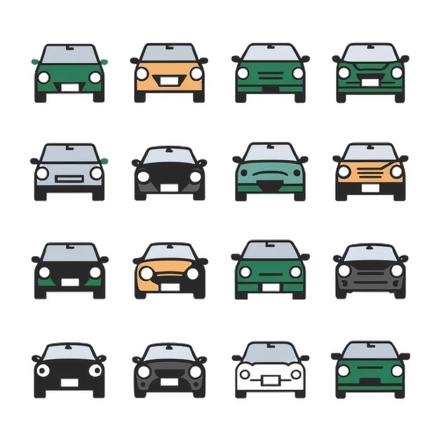 사진 car icon set in linear style transport symbol vector illustration