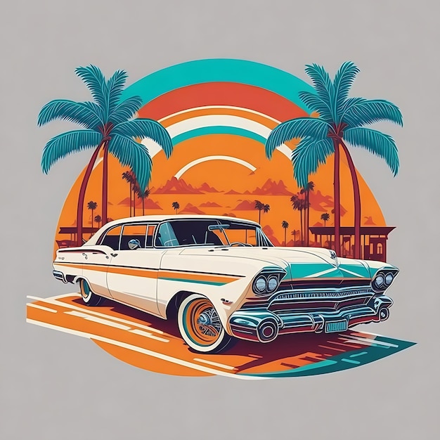 car illustration shirt design vintage retro summer shirt designsummer t shirt design