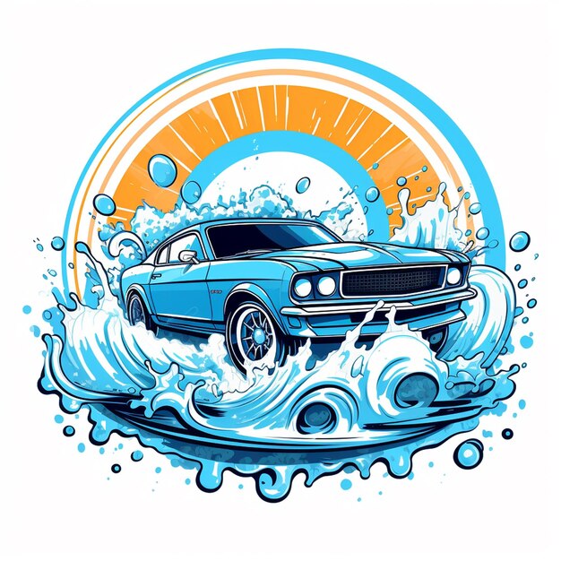 car illustration tshirt design