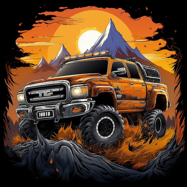 Car illustration tshirt design