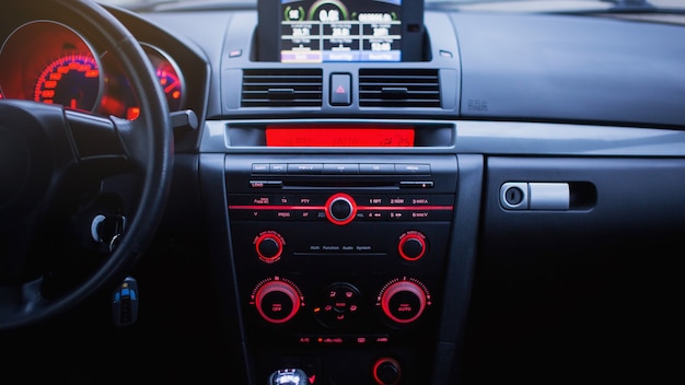 Car interior details close up