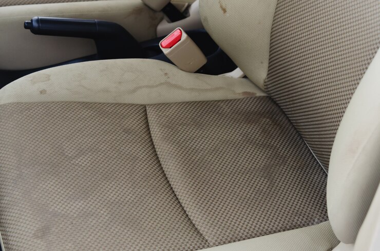 Car interior, stains on car upholstery