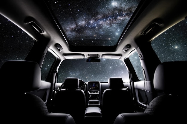 Car interior with space galaxy background Generative AI