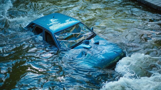 A car is submerged in water