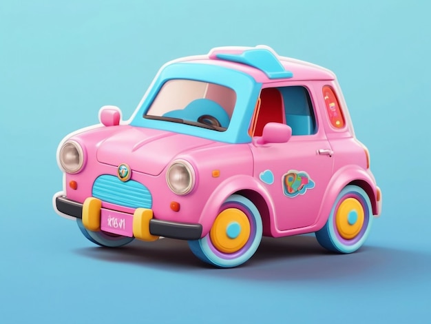 car isolated 3d icon cute cartoon character