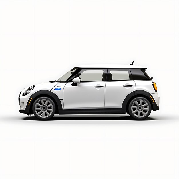 Foto auto isolata su sfondo bianco mini cooper se berlina elettrica white car blank c white black