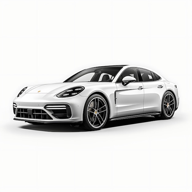 Photo car isolated on white background porsche panamera fast luxurious fourdoor sedan fro white black