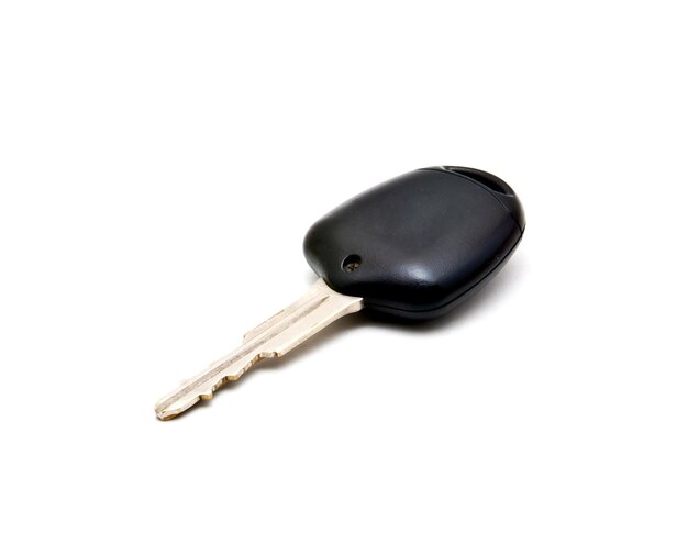 Photo car key over white background