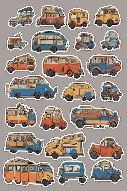 Car kids cartoon stickers Photo Ai Generated