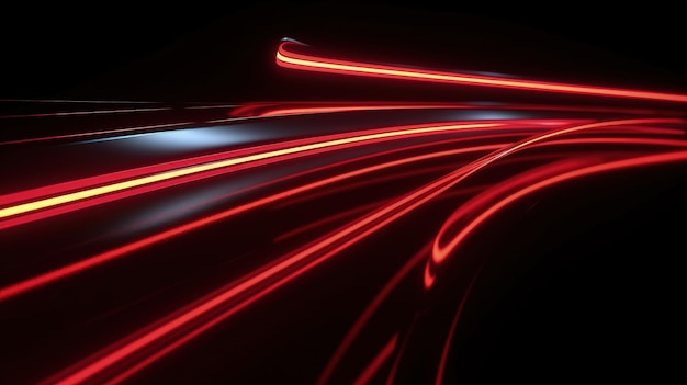 A car light streaks in the dark