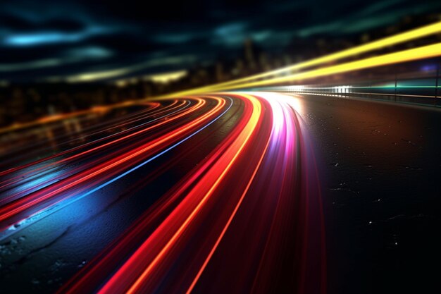 Car light trails on the street in shanghai china