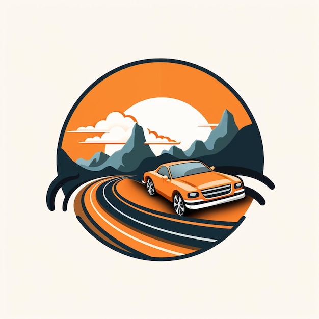 Car logo with curved road