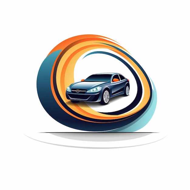 Photo car logo with curved road