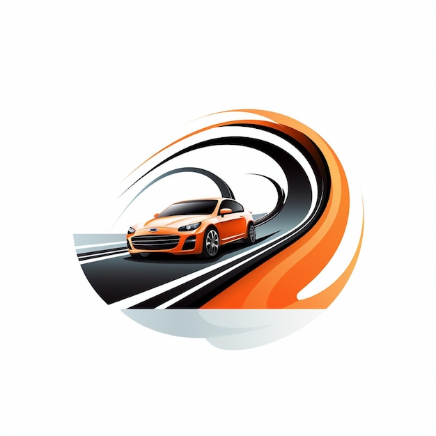 Car logo with curved road