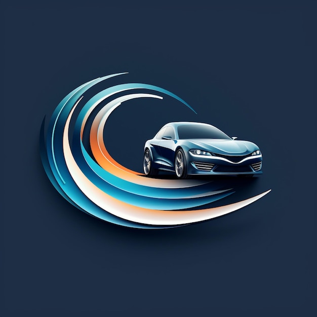 Car logo with curved road