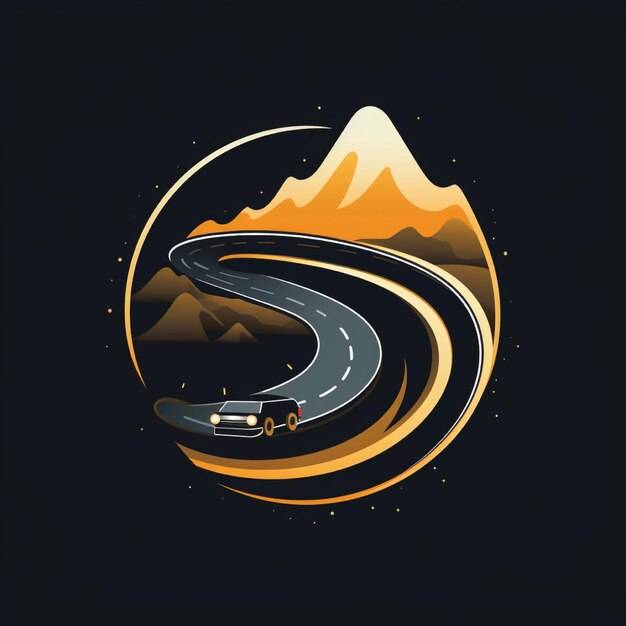 Car logo with curved road