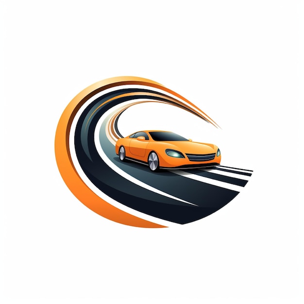 Car logo with curved road