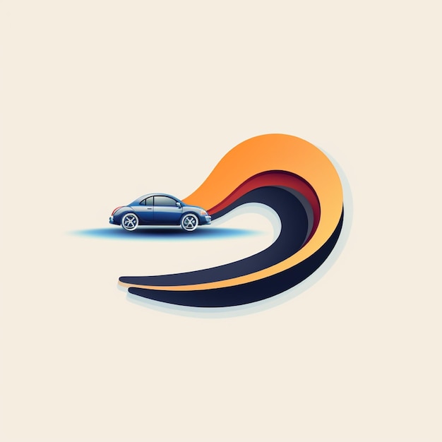 Car logo with curved road