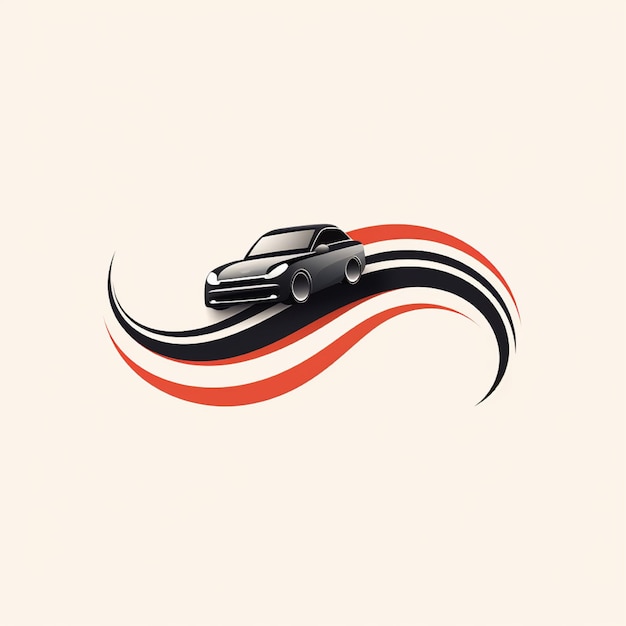 Foto logo dell'auto con strada curva